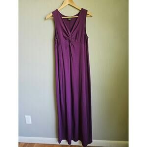 Eddie Bauer Maxi Dress Size‎ M Purple Twist Front Sleeveless Cotton Comfy Summer